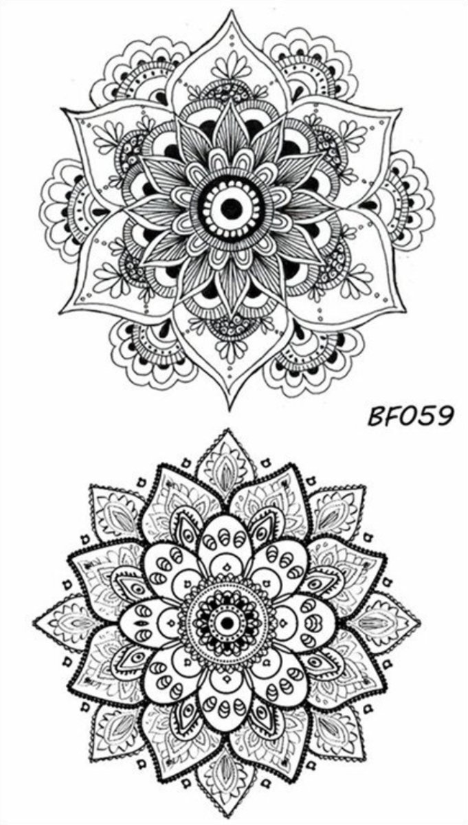 Hiden | Mandala Art Nep Tattoos - Body Art - Spirituele Geometrie - 10 x 6 CM | Zwart